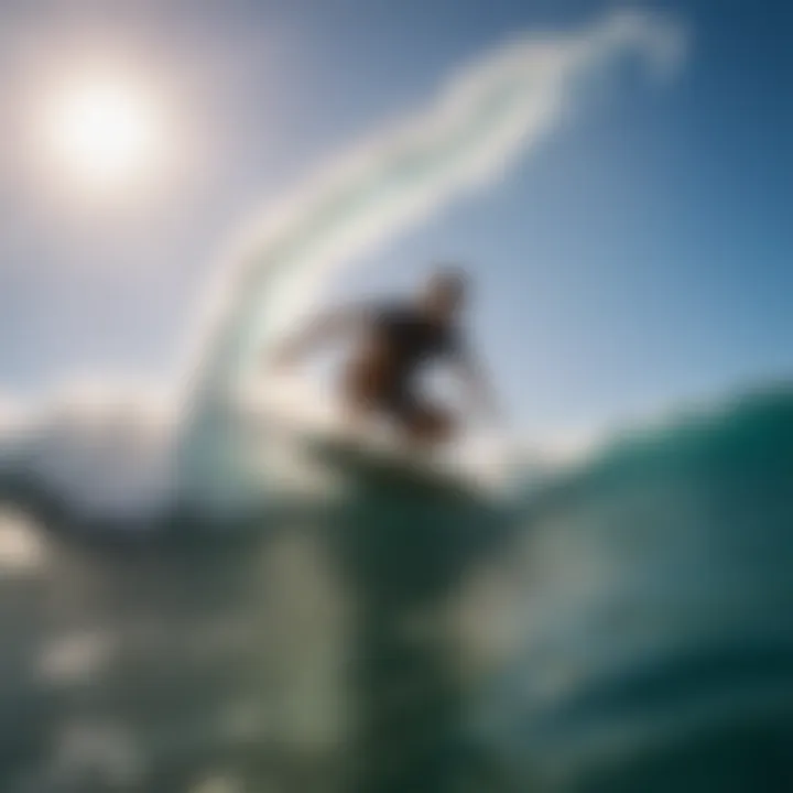 Kite surfer riding the waves under the Hawaiian sun