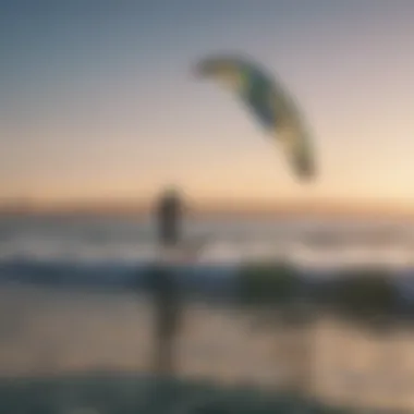 An instructor guiding a student during a kite surfing lesson