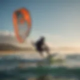 A kite surfer gliding over the waves in the Bay Area sunshine