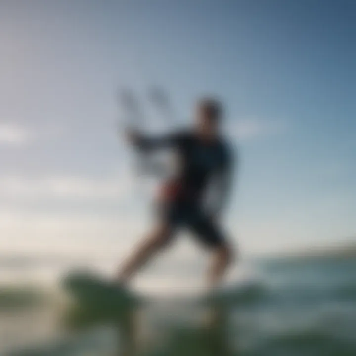 A kitesurfer demonstrating advanced techniques on the water