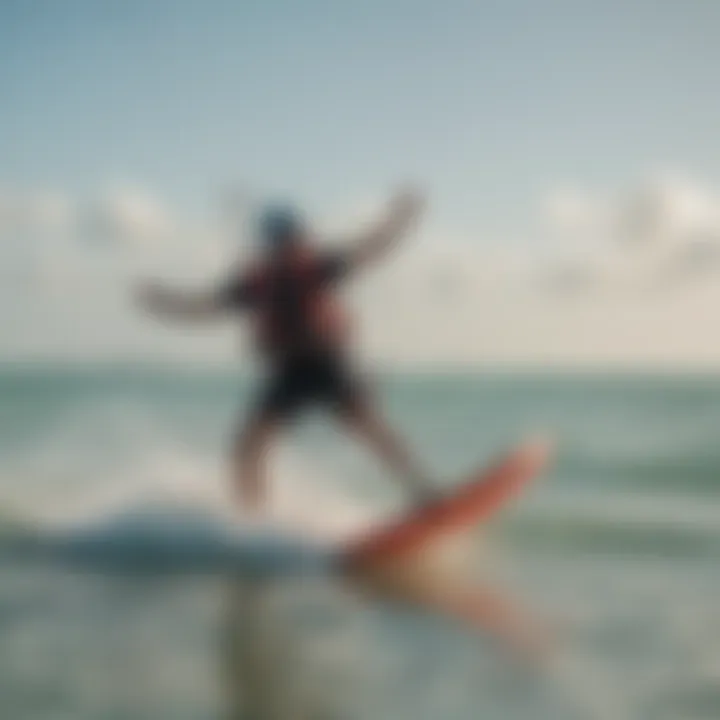 Kite surfer practicing safety techniques on the shimmering Miami Beach waters