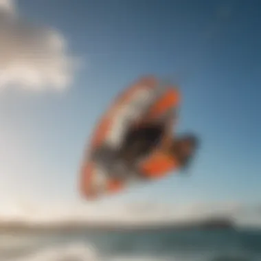 Close-up of kiteboard and kite in a beginner package