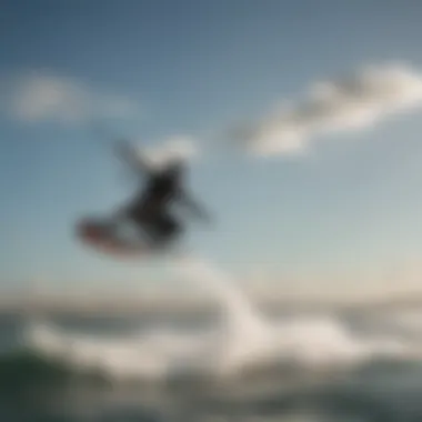 Functionality of Kiteboard Bars in Kitesurfing Illustration depicting the functionality of kiteboard bars in action during a kitesurfing session.