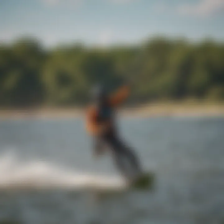 Kiteboarder riding the wind on a Dallas lake