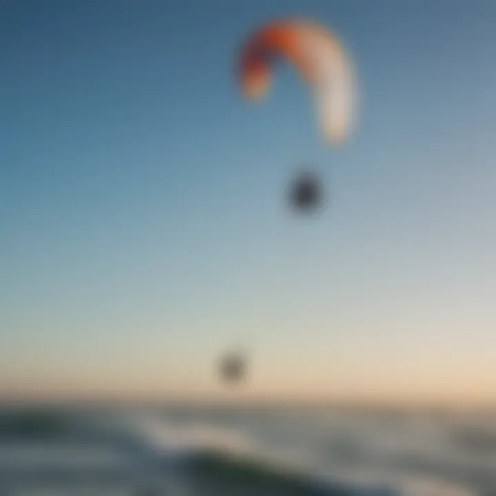 Kiteboarder performing impressive aerial tricks with kite in the background