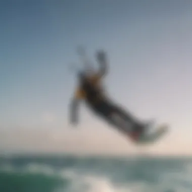 Kiteboarder performing impressive tricks in the air