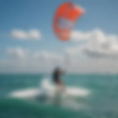 Kiteboarder navigating the waters with Pompano weather radar in the background