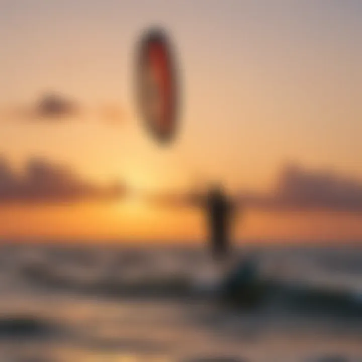 Kiteboarding at sunset in St. Simons