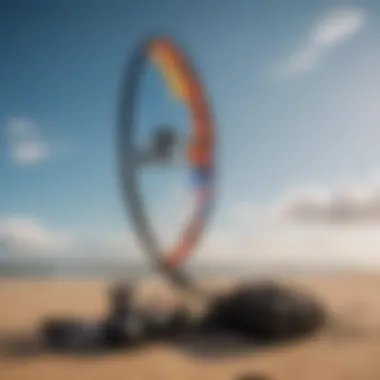 Kiteboarding equipment against a windy Texas sky