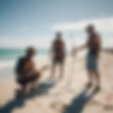 Safety briefing session on the beach with instructors