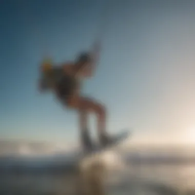 Dynamic kiteboarding action on the beach