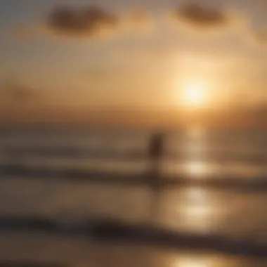 Sunset silhouette of a kiteboarder at El Cuyo beach