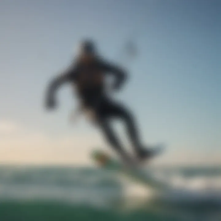 A rider skillfully maneuvering a kite with a control bar in a dynamic ocean setting