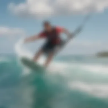 Kiteboarder riding waves in Punta Cana