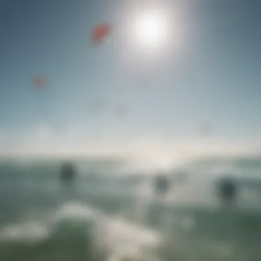 A group of kitesurfers enjoying a sunny day