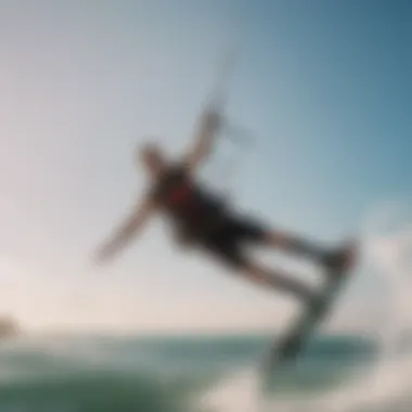 Kitesurfer performing an aerial trick with perfect form