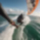 Aerial view of kitesurfer with GoPro kite mount capturing the ocean