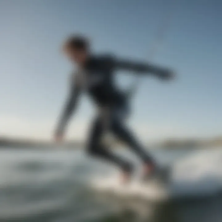 Kitesurfer wearing a Yamamoto neoprene wetsuit in action on the water