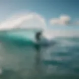 Kitesurfing board in motion on turquoise waves