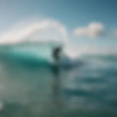 Kitesurfing board in motion on turquoise waves