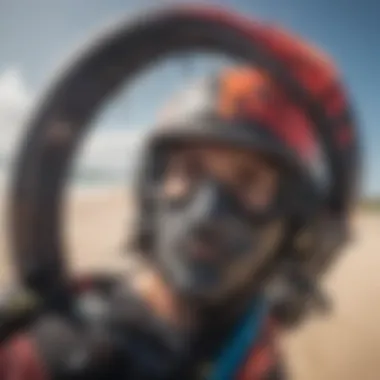 A close-up view of kitesurfing gear, highlighting the essential equipment for beginners.