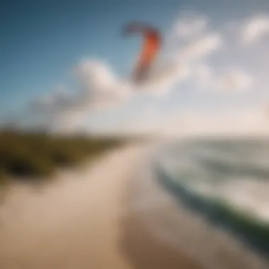 Kitesurfing amidst coastal beauty