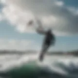 Dynamic kiteboarding maneuver over the waves