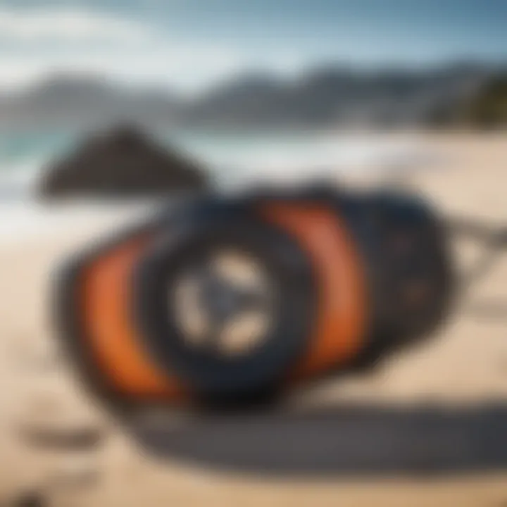 Kitesurfing Equipment with Cape Town Beach Background