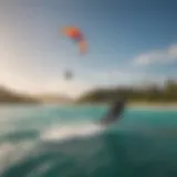 A breathtaking view of kitesurfers gliding over crystal-clear waters in the Philippines