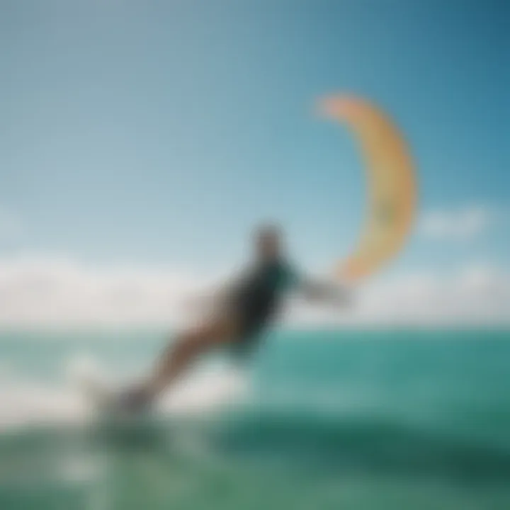 A vibrant kitesurfer catching the wind over the turquoise waters of Key Biscayne