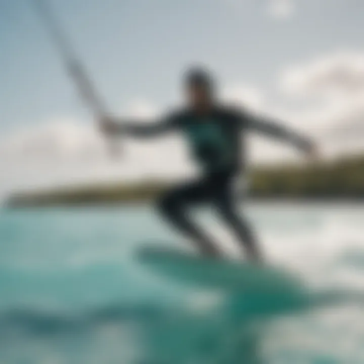 Kite surfer preparing to launch in the turquoise waters