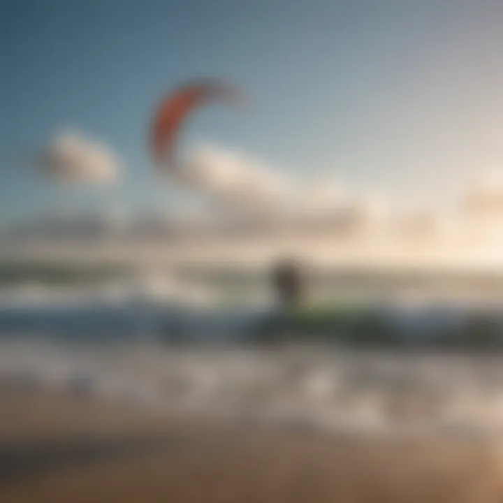 A group of kitesurfers enjoying the waves