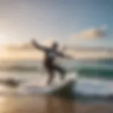 Kitesurfing instructor demonstrating techniques on the beach