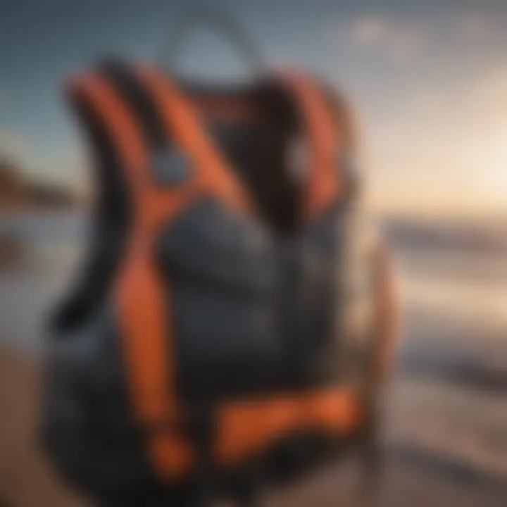 Close-up of a high-quality kitesurfing life vest