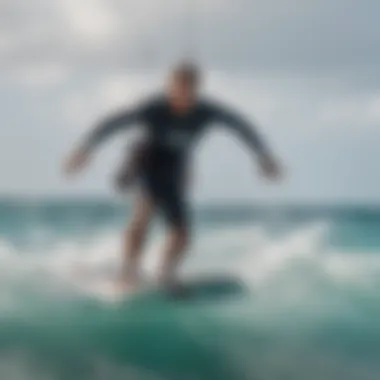 Kite surfer navigating the waves in the Caribbean