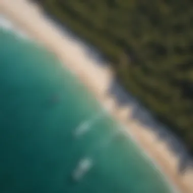 Aerial view of kitesurfing paradise