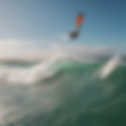 Aerial view of kitesurfers riding the waves with skill and precision