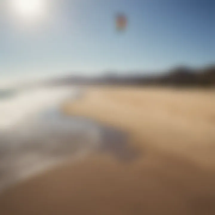 A picturesque view of a popular kitesurfing beach