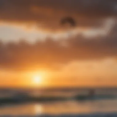 Kitesurfers silhouetted against the golden hues of a Punta Cana sunrise