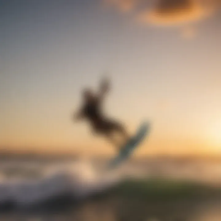 Dynamic Kitesurfing Action at Sunset