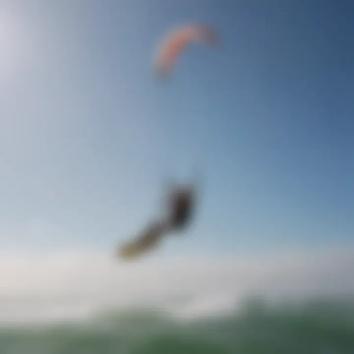 Panoramic view of a kiteboarder being propelled by the Kitezy Power Kite Trainer