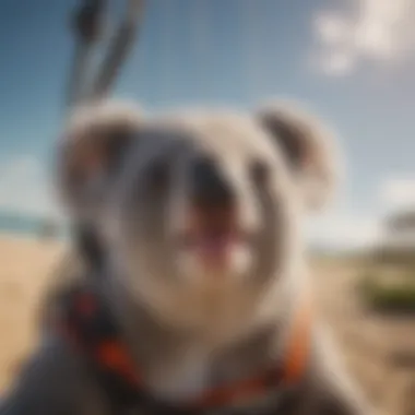 Close-up of kitesurfing equipment during a koala maneuver