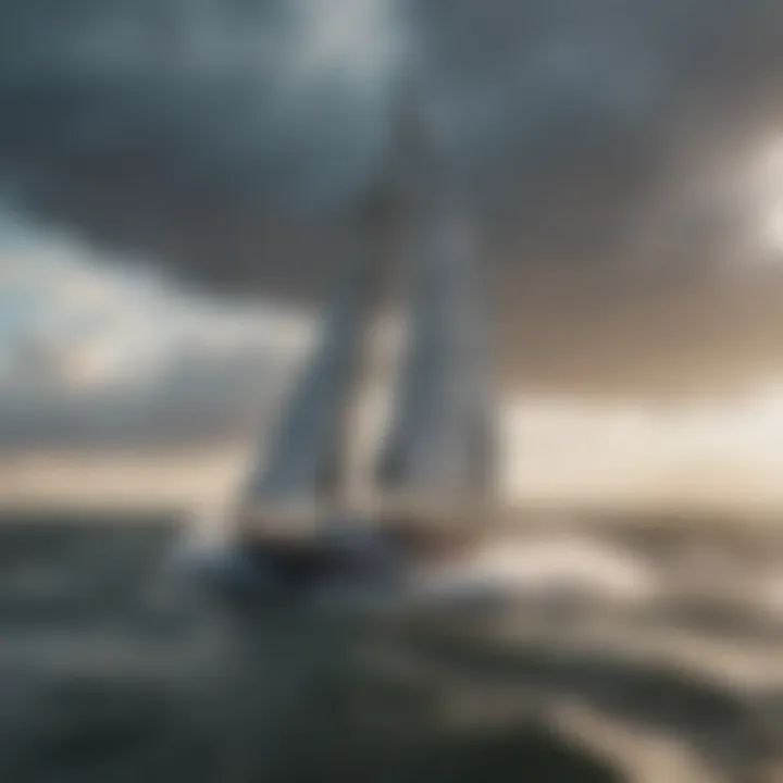 Sailboat navigating through choppy waters of Lake Erie