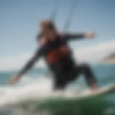 Action shot of kitesurfer performing tricks with Liquid Force impact vest