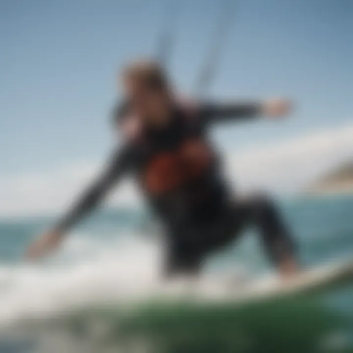 Action shot of kitesurfer performing tricks with Liquid Force impact vest