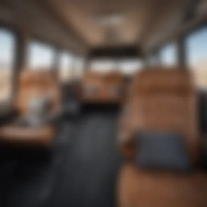 Comfortable bus interior with reclining seats