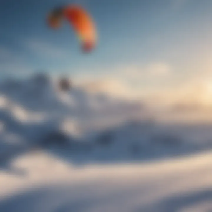 Majestic mountains and colorful kite in the sky