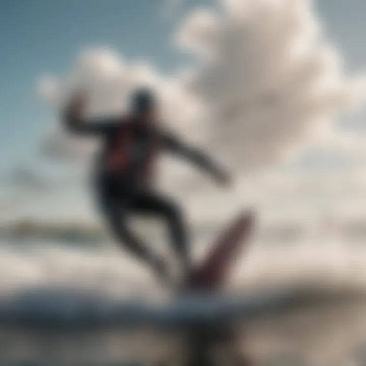 Kite surfer performing a perfect water launch