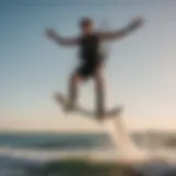 Kitesurfer executing a high jump