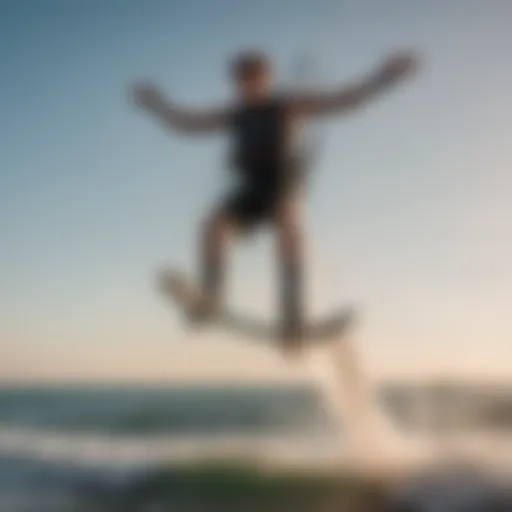 Kitesurfer executing a high jump